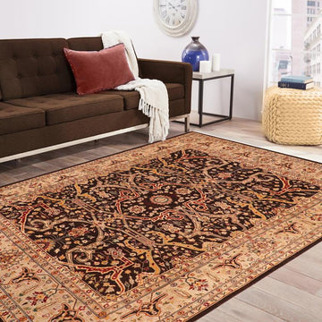 handmade Traditional Kafkaz Chobi Ziegler Brown Tan Hand Knotted RECTANGLE 100% WOOL area rug 8 x 10